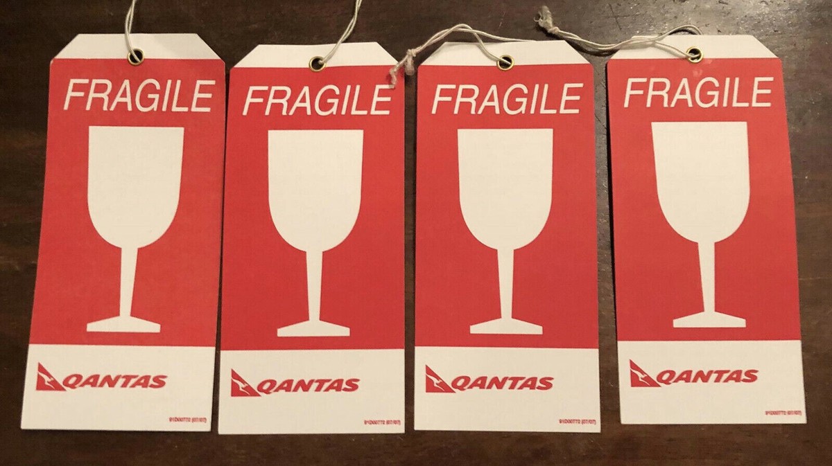 Qantas Airways fragile set of 4 baggage luggage tag brand new | eBay