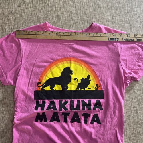 Disney Girls Lion King "HAKUNA MATATA" Pink T-Shirt Size L - Picture 3 of 7