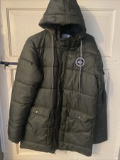 Hype Womans Khaki Green Puffa Hooded Padded Coat Jacket Xtra Small