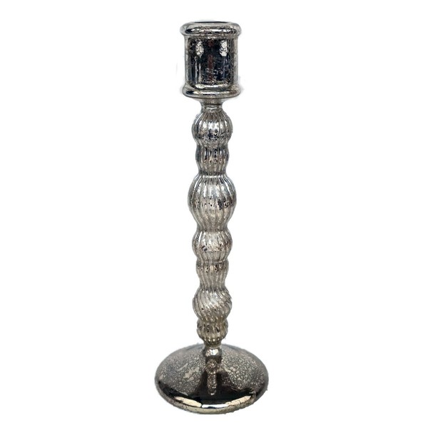 KerzenstäNder 29Cm Glas Silber Kerzenleuchter Kerzenhalter Bauernsilber Vintage-image