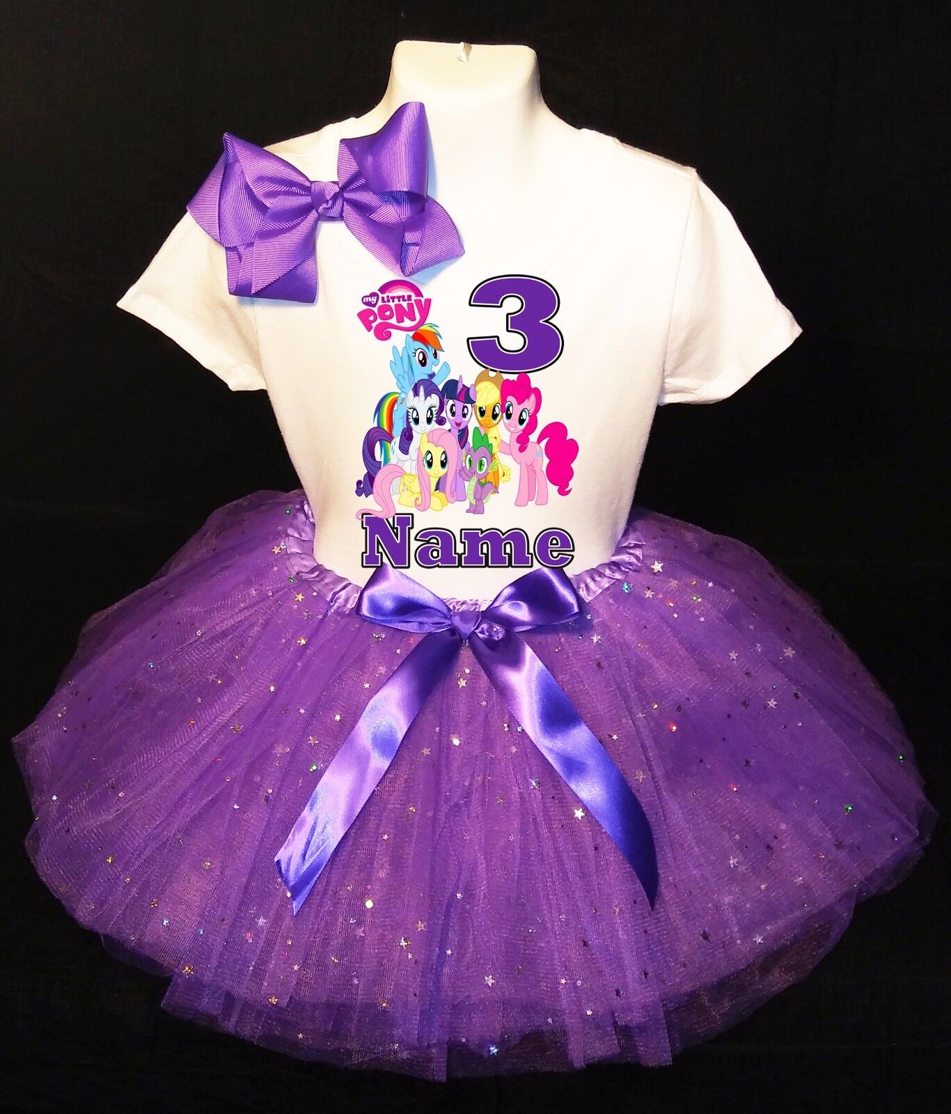 My Little Pony***With NAME***3rd Third Birthday Tutu Purple Dress Fast Shipping 