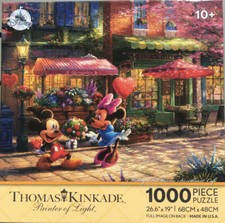 New Disney Thomas Kinkade 1000 Piece puzzle Mickey  Minnie Sweetheart Cafe