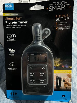 Jasco Digital My Touch Smart Simple Set Plug-In Timer Indoor Outdoor 36027