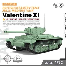 SSMODEL SS72557 1/72 25mm Military Model Kit British Valentine.XI Infantry Tank