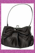 NWT Girls 3 up Gymboree  PARTY PLAID  Black Poly SATIN FORMAL Bow PURSE BAG 27