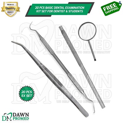 20 Pcs Basic Dental Set Examination Kit For Dentist & Students German Grade