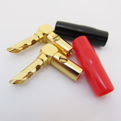 20pcs Angle Audio BFA-Z Hollow Pin Banana Plug Speaker Cable Connectors Gold