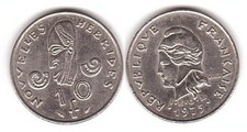 New Hebrides - 10 Francs 1975 VF Lemberg-Zp