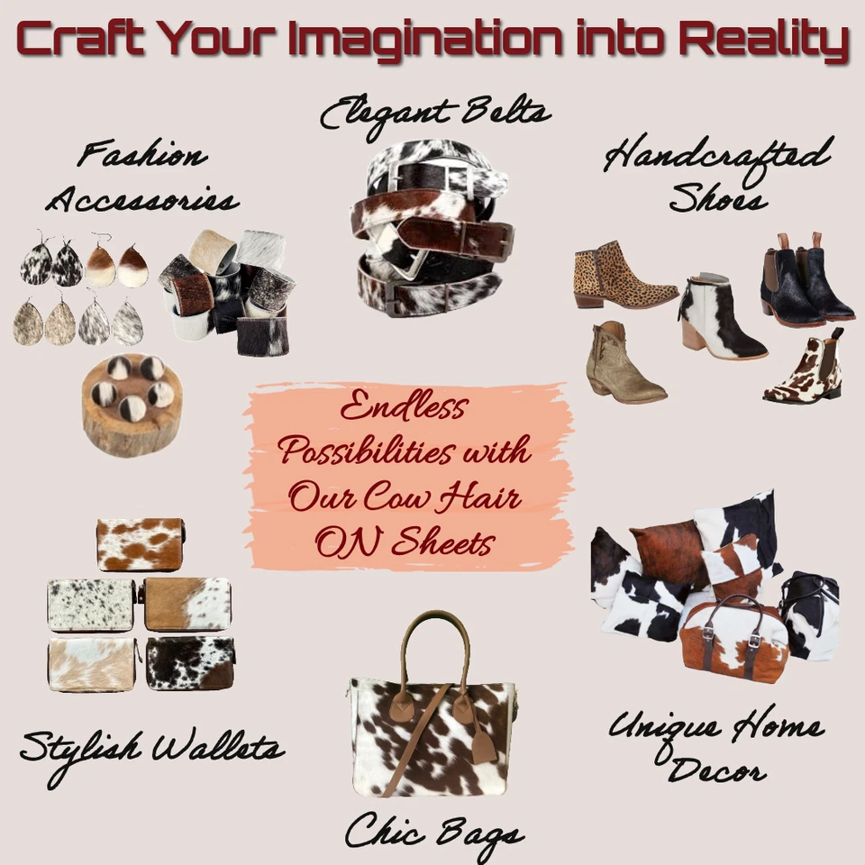 Natural Hair On Premium Quality Leather Cow Skin 12"x12" Sheet with Cow Fur - Image 4 of 4