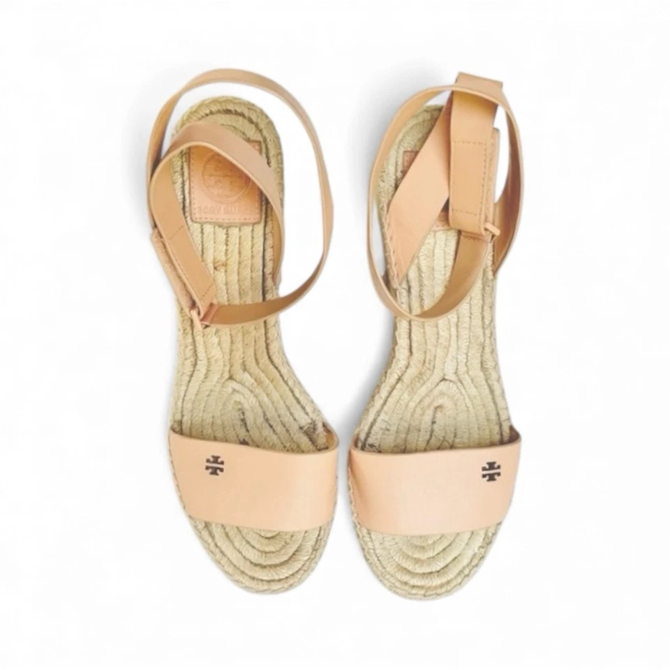 Tory Burch Bima 2 Alpargata Tacones de Cuña, Sandalias con Correa de Cuero Tostado - Talla 6 Foto 3 de 3