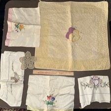 ANTIQUE / VINTAGE QUILT EMBROIDERY 5 Pieces