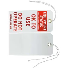Tag, Equipment Status, Cardstock, 2 7/8 In H X 5 3/4 In W, White, Rectangle,