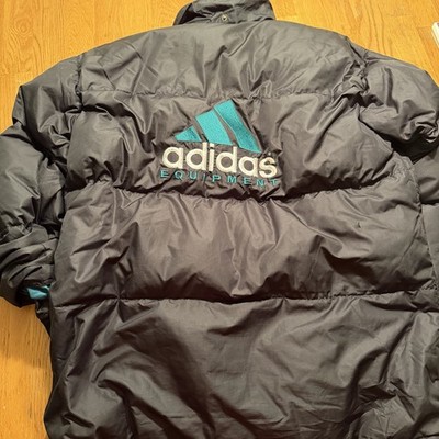 Vintage 90s Adidas Equipment Big Logo Long Puffer Down Jacket Parka Mens Size L