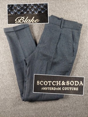 Scotch And Soda Blake Pants Mens 28 Blue Slim Fit Stretch Bussiness Dress Pant
