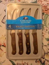 Vtg Chicago Cutlery 4-Piece Steak Set Walnut Tradition Knife New, Sealed 2001