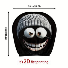 2Pc Cartoon Character Knitted Car Headrest Covers Cute Smiling Face Design Washa