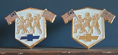 Chevrolet Bowtie Emblems Spirit of 76 Shield Fife and Drum Trio Patriotic-- RARE