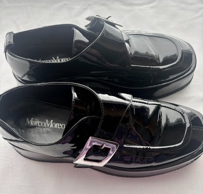 Marco Moreo Isla Milano Women's Black Leather 2'' Platform Shoes EU 42 US10.5