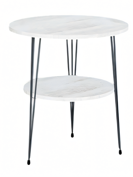 Beistelltisch Aus Metall In Weiß Modern Eleganter Wohnzimmertisch-image
