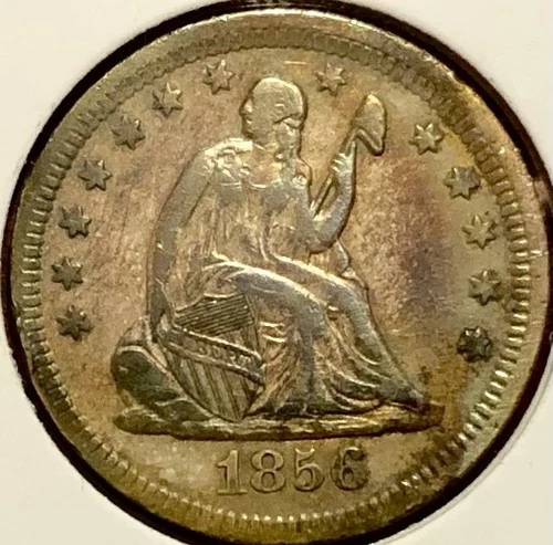 1856 25c Seated Liberty Silver Quarter ~ XF+ High Grade Beautiful Toning