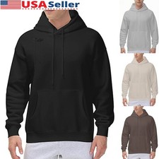 Mens Hooded Hoodie Pocket Slim Sweatshirts Pullover Sweater Tops Fleece-lined US
