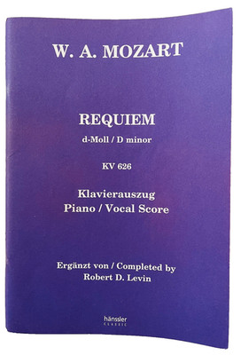 Mozart Requiem in D Minor KV626 Piano Vocal Score Music Book SATB Hanssler 1996