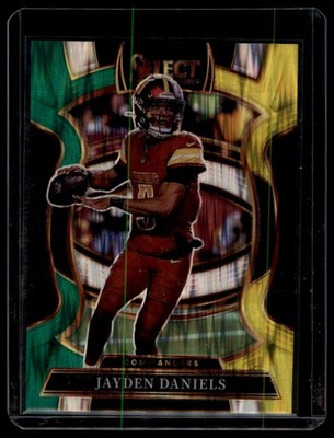 2025 Panini Select #88 Jayden Daniels Green and Yellow Prizm Shock