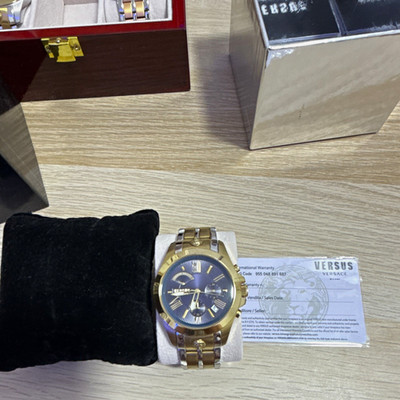 Versus Versace Herren Quarz Uhr Edelstahl bicolor blau Datum Box Papiere 955