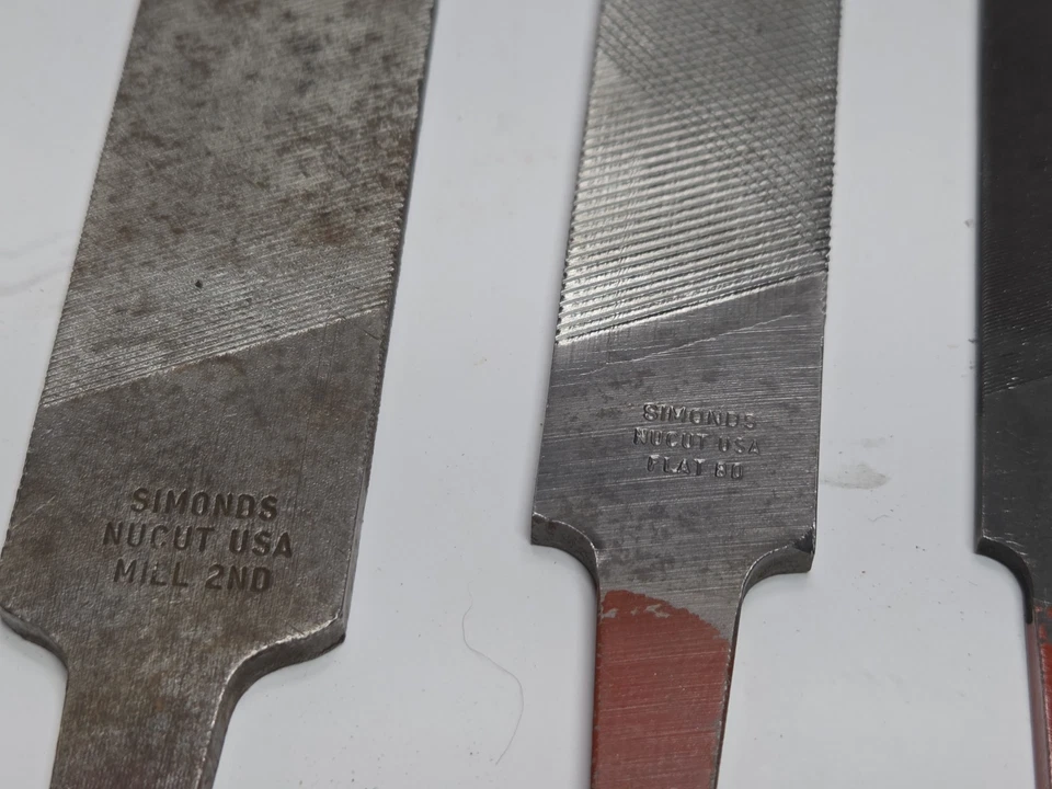 Vtg 7 Simonds Bastard Files USA Made Multi-Kut, Mill, Flat, Round - Image 3 of 4