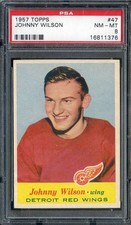 1957-58 Topps #47 Johnny Wilson PSA 8 Red Wings *ML70-507