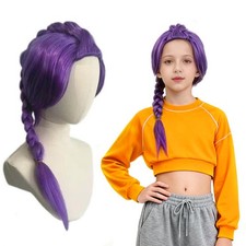 23/35 Inches Long Purple Braided Wig, Girls Anime Cosplay Hair Extensions for...