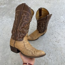 vintage tony lama 5428 snake skin leather western cowboy boots