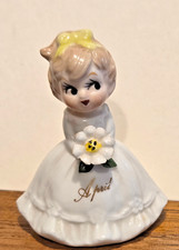 Vtg Mini Napco April Birthday Girl Bone China 2 Daisy Yellow Hair Bow Blonde