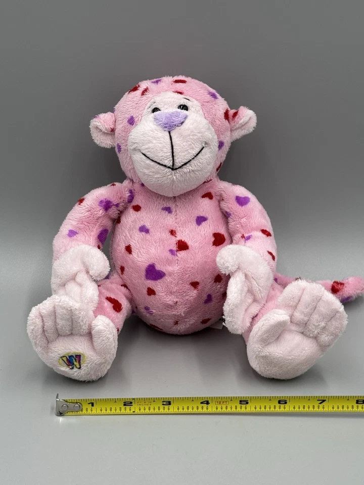 Webkinz Love Monkey Plush Pink 9” Stuffed Animal Red Purple Hearts NO CODE - Image 4 of 4