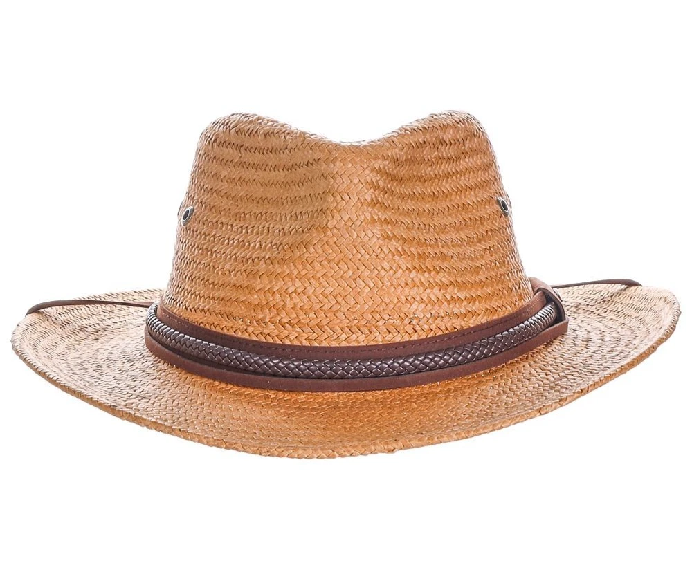 New Scala Unisex Beige Straw Fedora Hat with Brown Leather Band M Scala Straw Fedora Hats for Men for sale | eBay main image 2