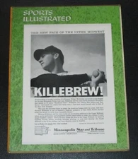 RARE 1961 Harmon Killebrew Minnesota Twins Plaque SI Minneapolis Star Tribune