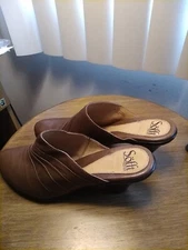 Sofft Mules Womens 9 M Candis Brown Leather Casual Heeled Round Toe 1025440