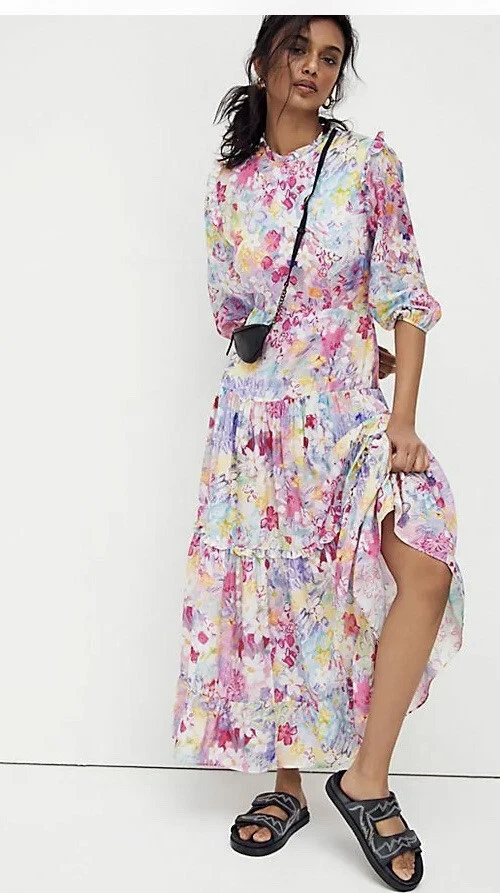 Gennemsigtig Bevæger sig Ruckus Rixo Monet Maxi Floral Dress-XS free People Long Sleeve | eBay