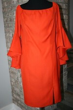 Venus Womens Orange Bell Sleeve Off the Shoulder Cocktail Dress SZ 10