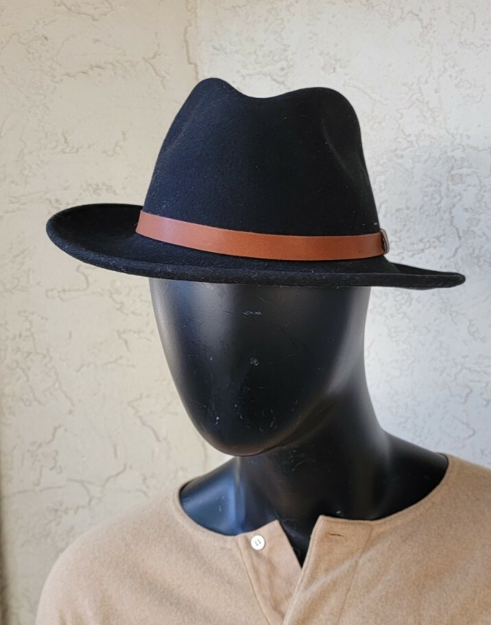 Pendleton Fedora Black 100% Wool Hat Size Medium Vintage USA  display picture 1