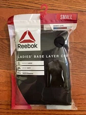 NWT Womens Black Reebok Base Layer Crew Long Sleeve Athletic Shirt Size Sm