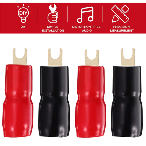 2 Pairs Copper Gold Plated 0 Gauge Spade Terminal Crimp Connectors Adapters Crim - 第 9/12 張圖片