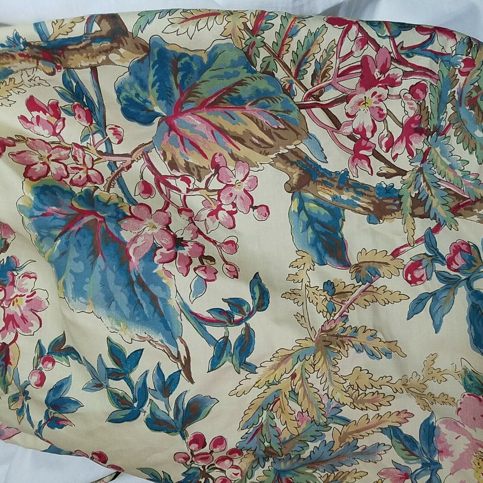 Ralph Lauren Floral Queen Bedskirt Dust Ruffle Cream And Floral Rare Ważna wiedza