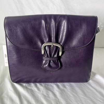 NEW! Simply Noelle Cinched Signature Eggplant Shoulder Bag.