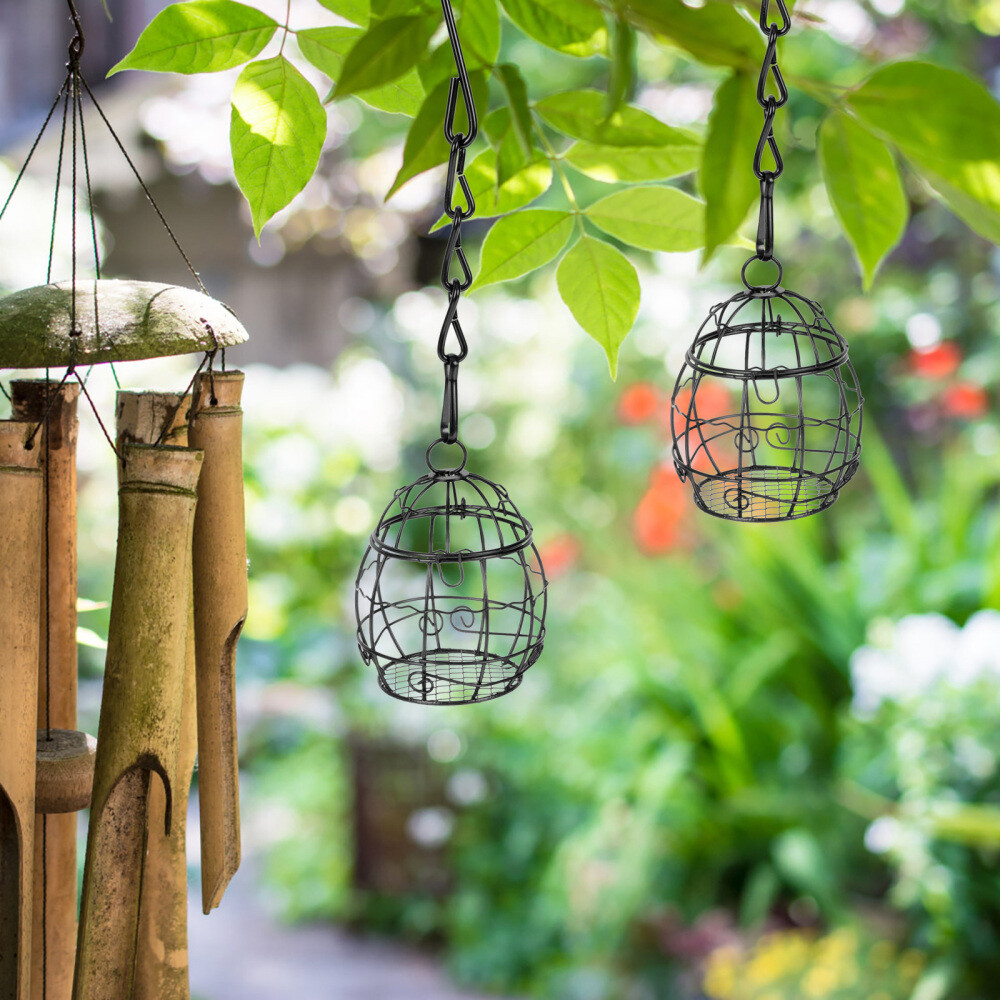 6 Pcs Bird Cage Feeder Vintage Iron Feeders for Outdoors Hanging Yard