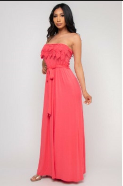 Coral Pink Strapless Maxi Dress Size Large Lace Accent Summer Travel | eBay Coral Pink Strapless Maxi Dress Size Large Lace Accent Summer Travel | eBay