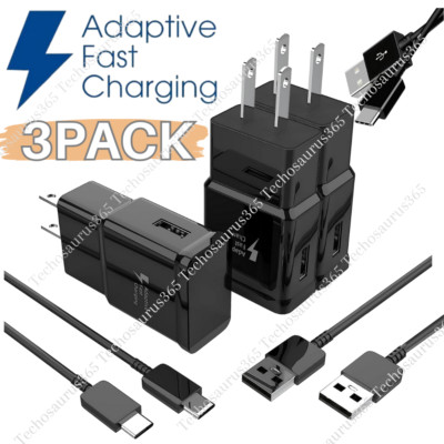3 PACK Type USB-C Fast Wall Charger Adaptive For Samsung Galaxy S22 S21 S20 S10