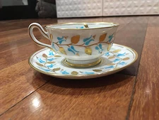 Vintage Royal Chelsea New Chelsea Porcelain Cup & Saucer Blue & Gold Flowers
