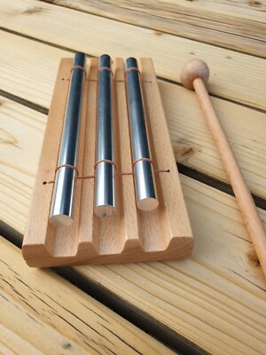 Energie Glockenspiel, Meditation, Aura, Yoga, Heilung, 3 Stangen mit Holzhammer, Klangtherapie