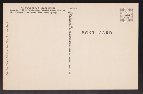 DELAWARE DE Dover Old State House Postcard - Picture 2 of 2